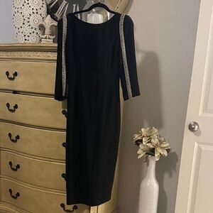 Rachel Zoe Elegant Black Dress with Embellished Sleeves